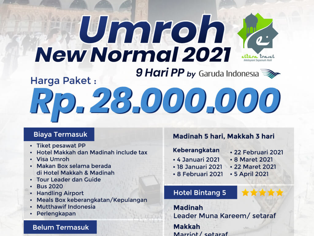 Umrah New Normal 2021 09 Hari PP by Garuda Indonesia
